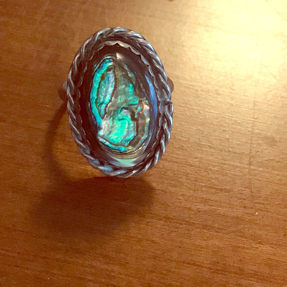 Abalone shell in bezel sterling silver ring